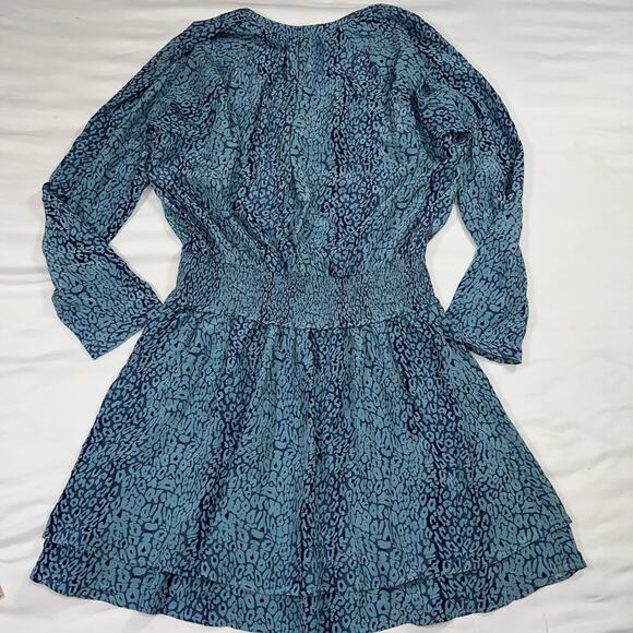 Rails Dress Size XL Blue Jasmine Jewel Cheetah Print Tiered Smocked Waist NWT - Picture 14 of 16